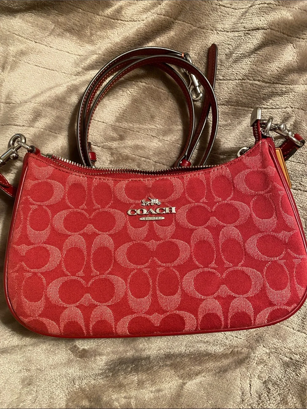 Coach Red Signature Canvas Small Crossbody - Picture 1 of 3